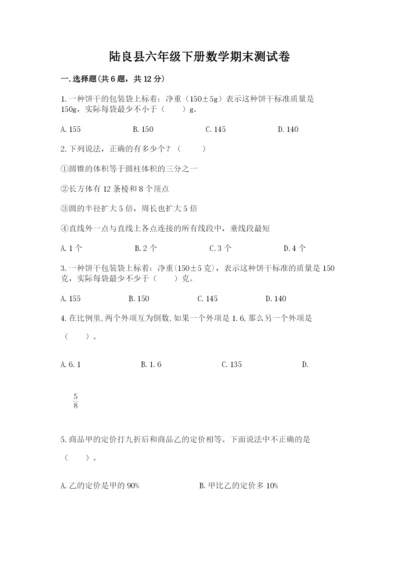 陆良县六年级下册数学期末测试卷加精品答案.docx