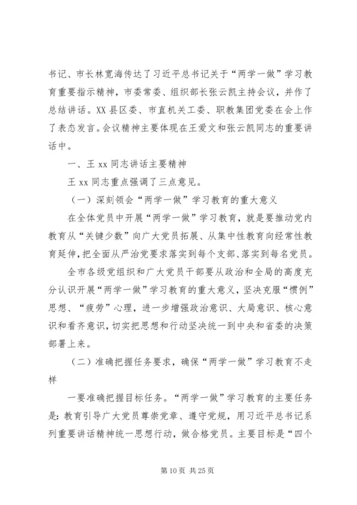 全省“两学一做”学习教育工作推进会精神传达提纲.docx