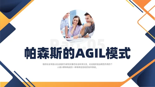 黄蓝色简约商务形状组织社会学理论PPT课件政务服务