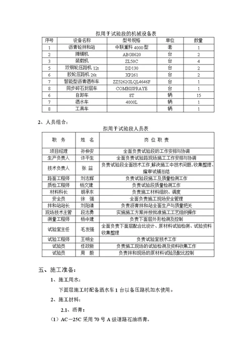 沥青砼下面层试验段施工方案