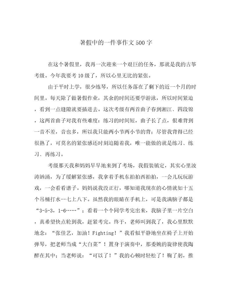 暑假中的一件事作文500字