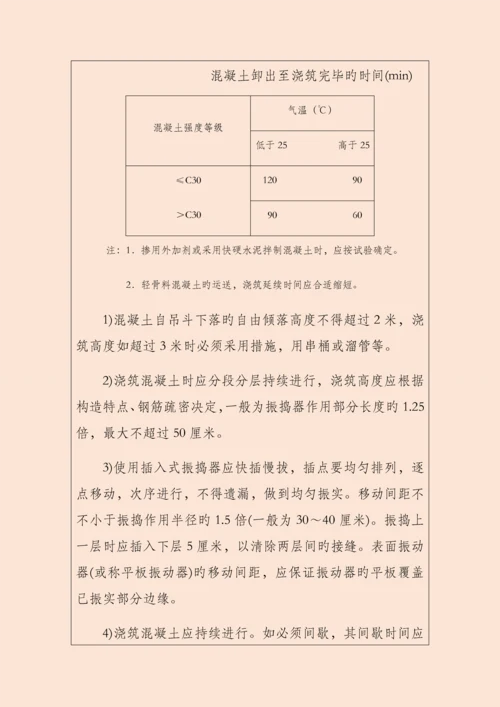 混凝土施工技术交底记录.docx