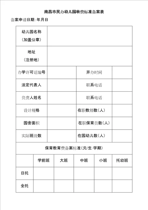 幼儿园收费标准备案分析报告示范文本