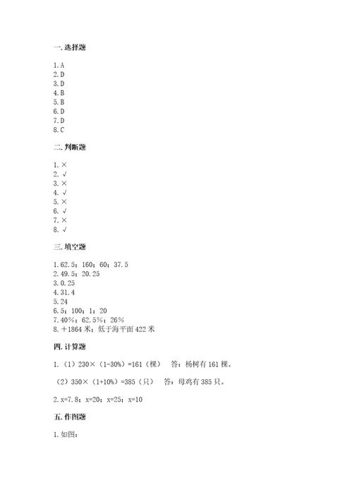 北京版六年级下册数学期末测试卷附参考答案综合卷