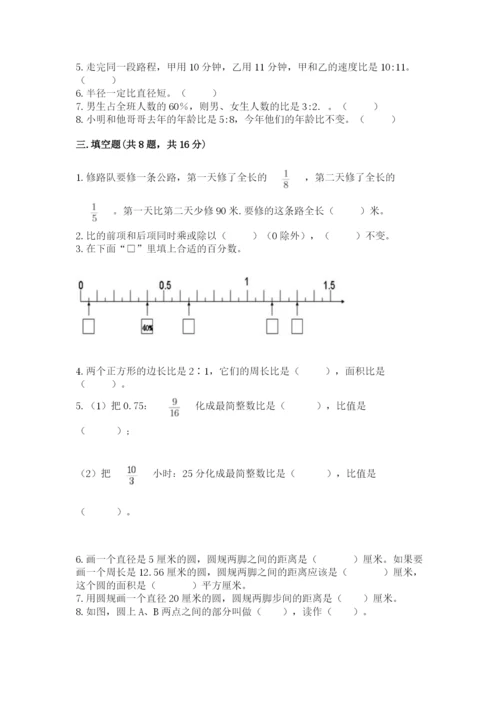 小学六年级上册数学期末测试卷带答案（轻巧夺冠）.docx