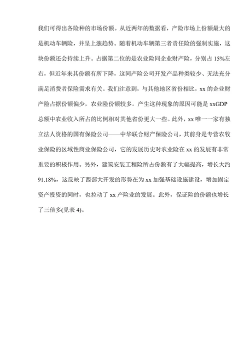 xx财产保险市场调查报告