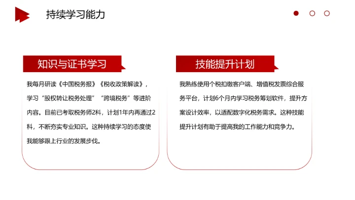 红色商务风会计专业大学生求职综合能力展示职业生涯规划通用PPT模版