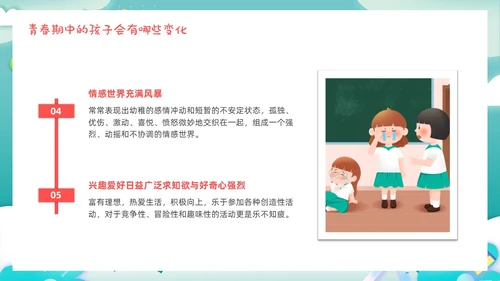卡通剪纸青春期父母应该注意的五个方面青少年家庭教育PPT模板
