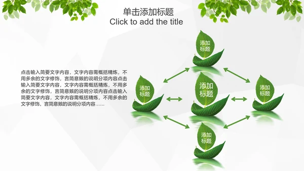 绿色环保低碳生态文明建设树叶PPT模板