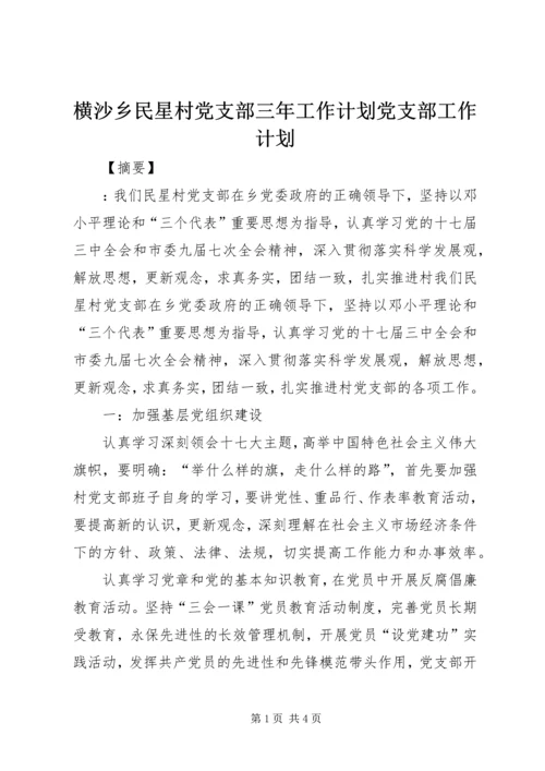 横沙乡民星村党支部三年工作计划党支部工作计划.docx