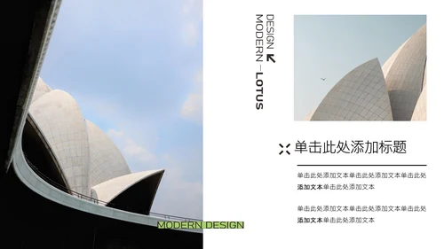 简约荷花白现代设计PPT模板