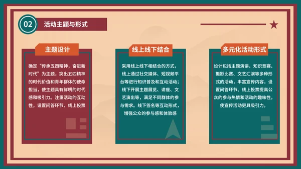 红绿色复古风五四精神宣传活动PPT模板