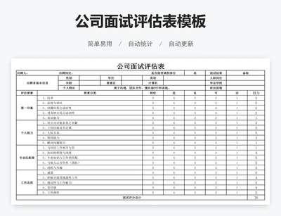 公司面试评估表模板