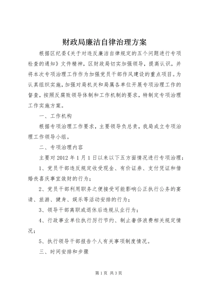 财政局廉洁自律治理方案.docx