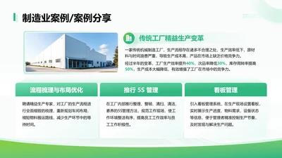 绿色简约风制造业案例分享页