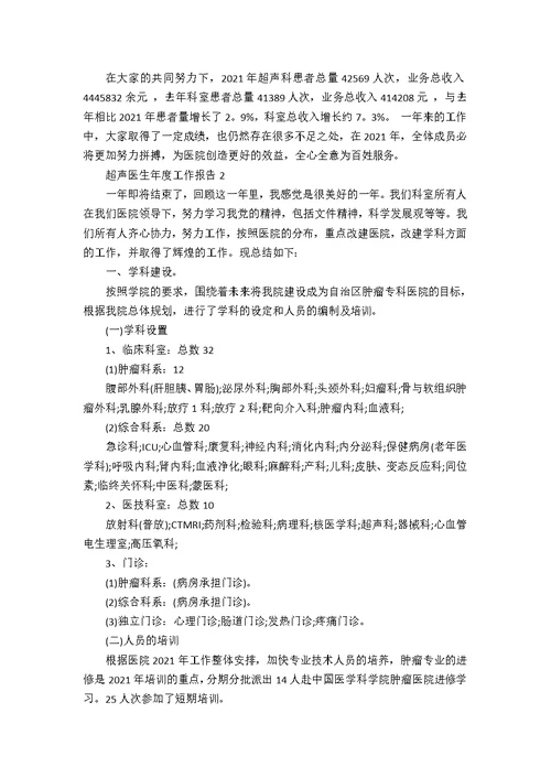超声医生年度工作报告