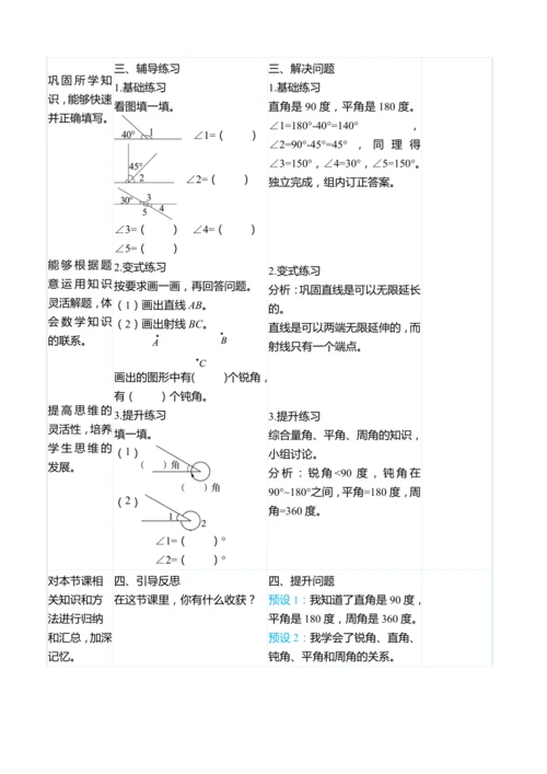（大单元整体教学）3.3角的分类（表格式）教学设计