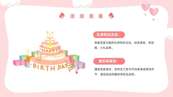粉色卡通风圣诞生日会活动策划PPT模板圣诞节