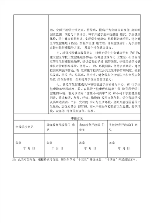 兴唐小学全国健康学校申报表