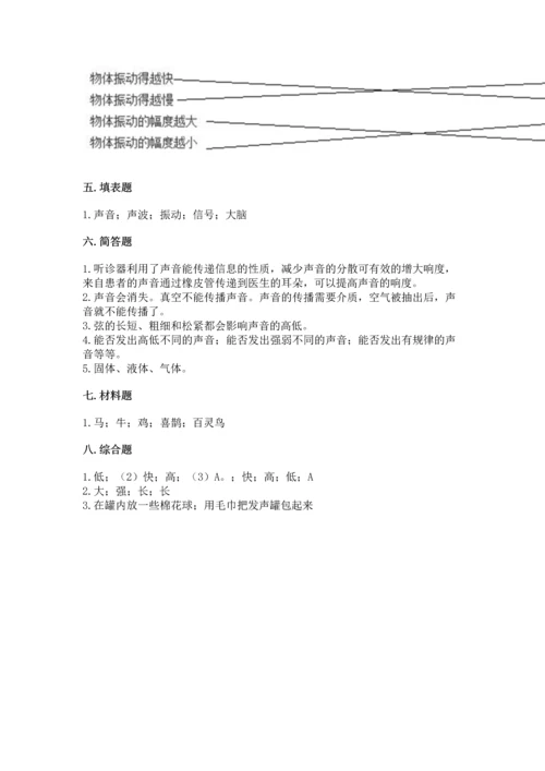 教科版科学四年级上册第一单元声音测试卷及完整答案（考点梳理）.docx