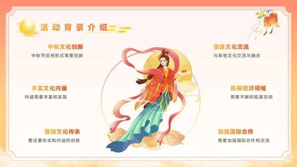 橙黄色插画风中秋节PPT模板