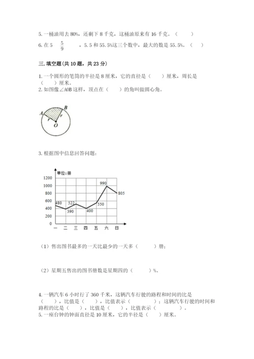 2022六年级上册数学期末考试试卷及答案一套.docx