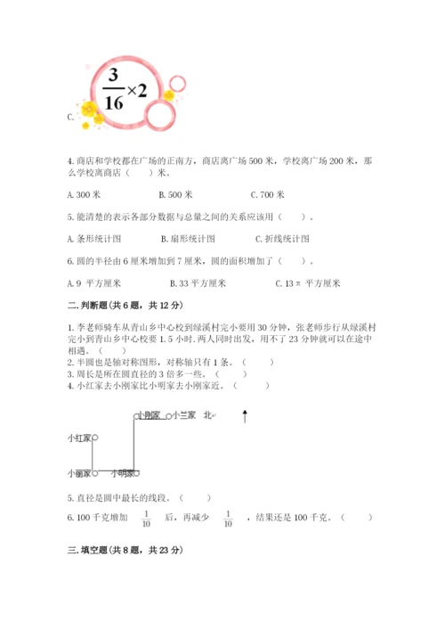 人教版六年级上册数学期末测试卷带答案（轻巧夺冠）.docx