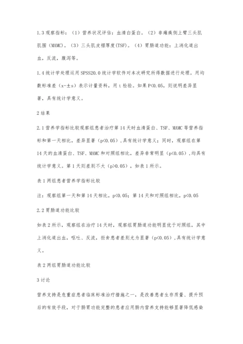 危重症病人行早期肠内营养支持的效果体会.docx