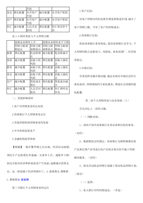 2023年讲义试题银行从业个人理财.docx