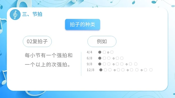 简约浅蓝色音乐课堂的节奏训练音乐PPT课件