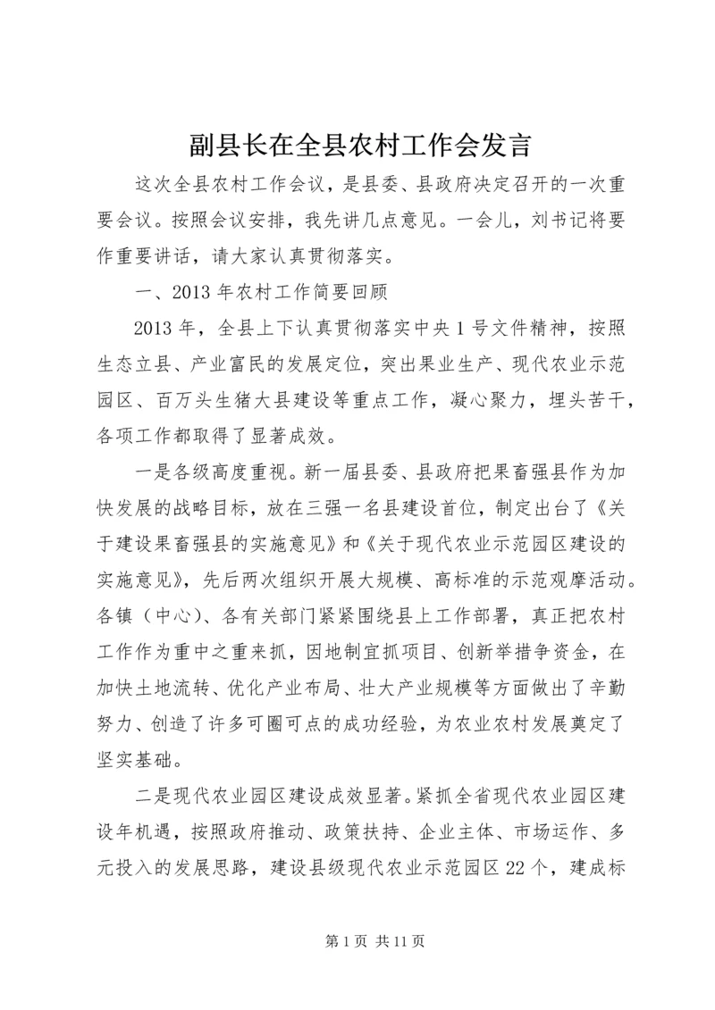 副县长在全县农村工作会发言.docx