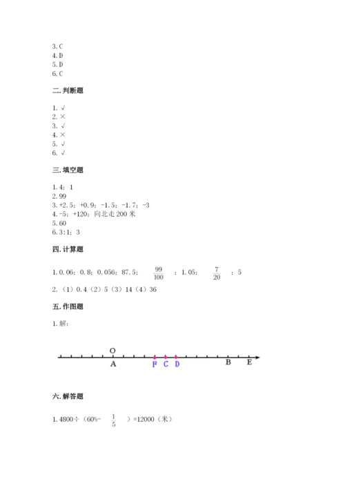 伊春市乌伊岭区六年级下册数学期末测试卷参考答案.docx