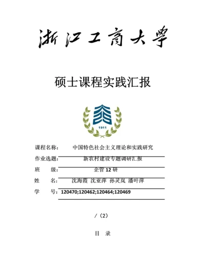 新农村建设专题调研研究报告.docx