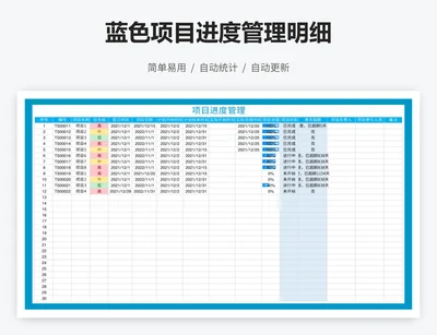 蓝色项目进度管理明细
