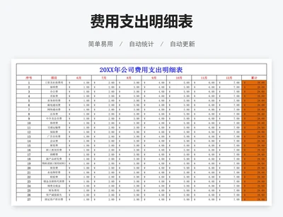 费用支出明细表