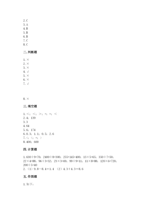 小学数学三年级下册期末测试卷及参考答案（完整版）.docx