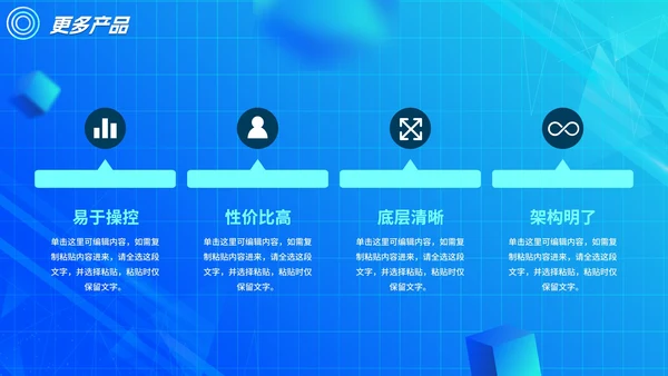 蓝色渐变几何科技智能产品发布会PPT模板