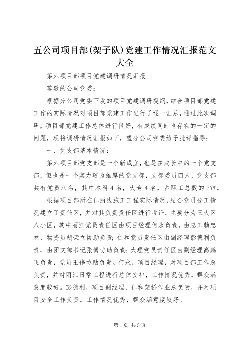 五公司项目部(架子队)党建工作情况汇报范文大全.docx