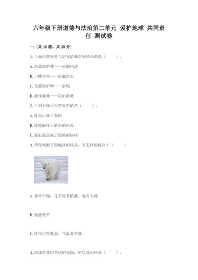 六年级下册道德与法治第二单元 爱护地球 共同责任 测试卷新版.docx