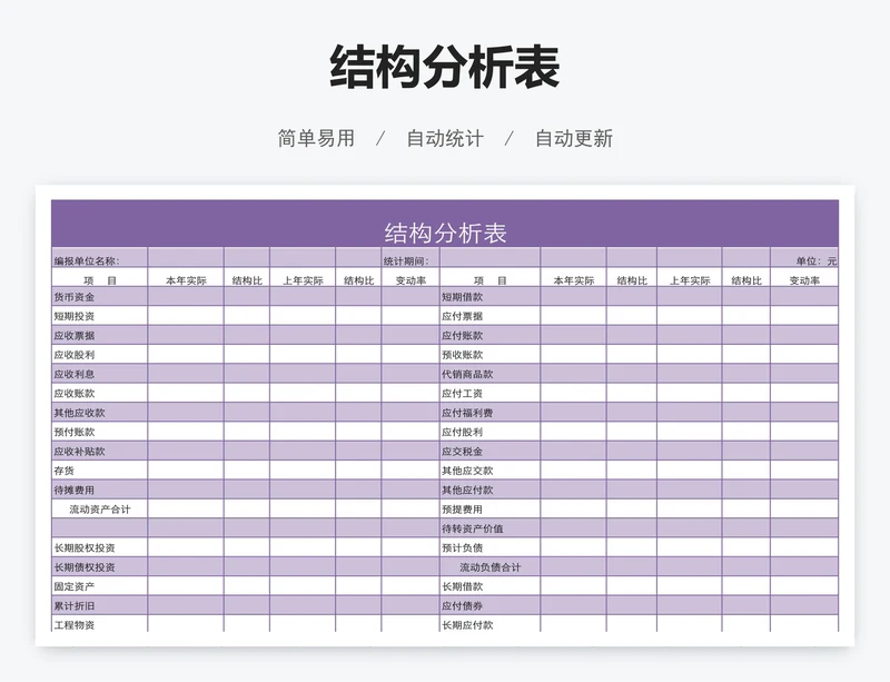 结构分析表