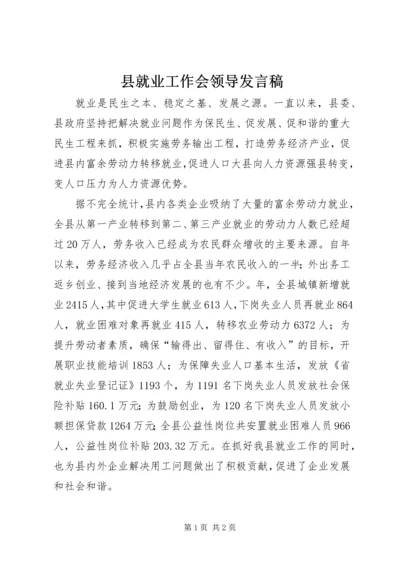 县就业工作会领导发言稿.docx