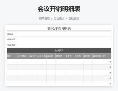 会议开销明细表