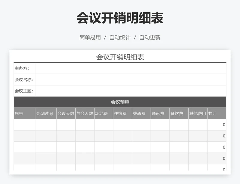 会议开销明细表