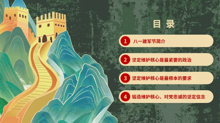 八一迷彩军旅风建军节宣传扬我军威通用PPT模板