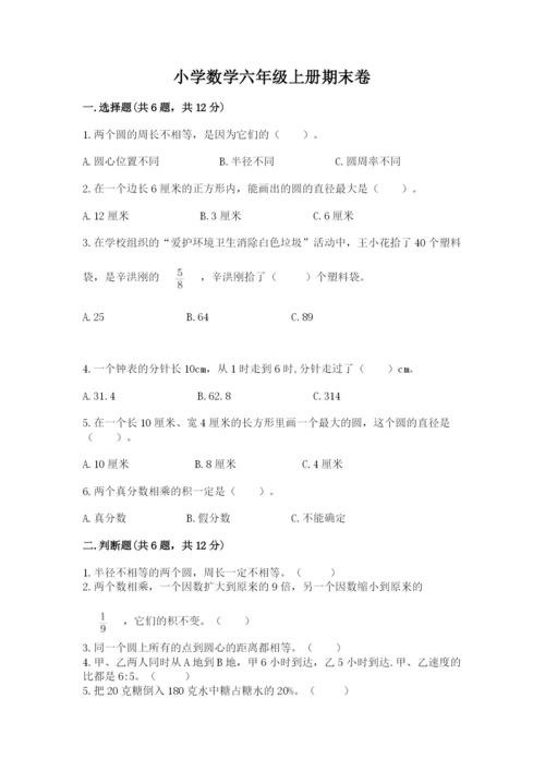 小学数学六年级上册期末卷及完整答案（典优）.docx