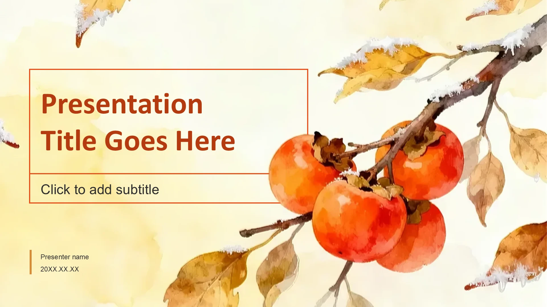 橙色复古风二十四节气之霜降科普PPT主题