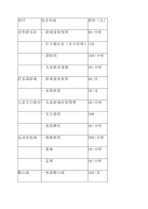 江苏本地体能乐园报价单