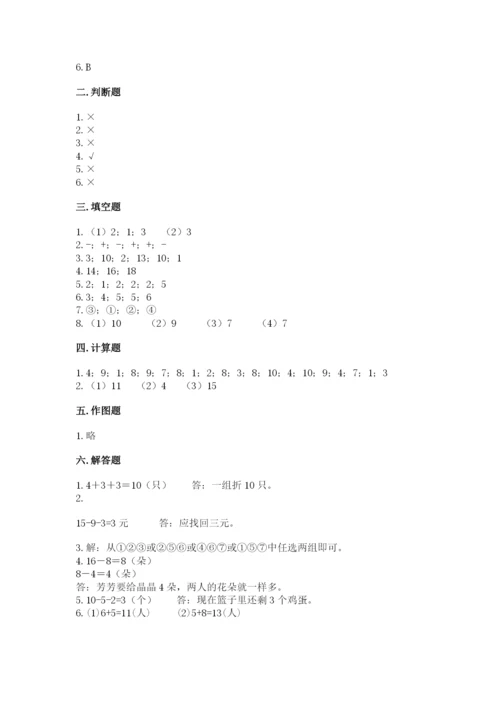 小学数学试卷一年级上册数学期末测试卷（全优）.docx