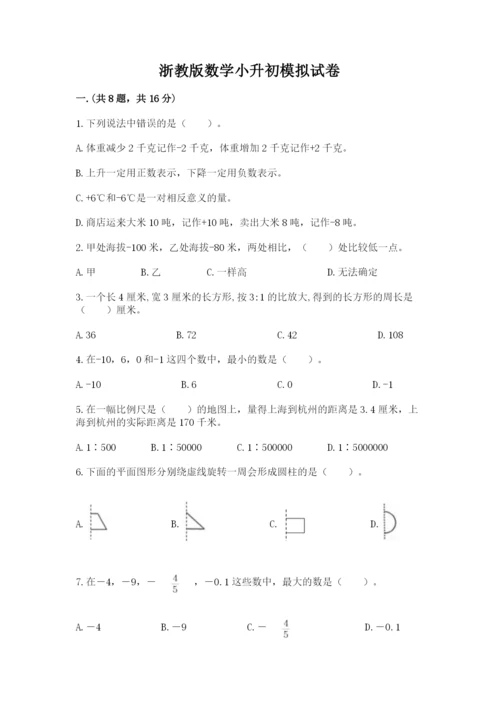 浙教版数学小升初模拟试卷精品【夺分金卷】.docx