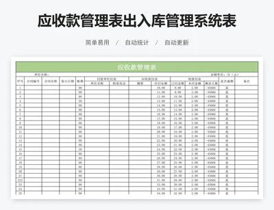 应收款管理表出入库管理系统表格